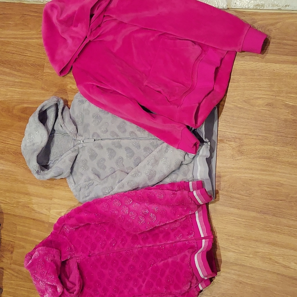 Bundle of 3 Girls Super Soft Fuzzy Hooded Sweatshirts